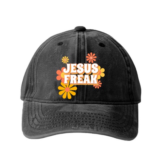 Discover Retro Jesus freak hippie flowers-vintage Jesus Washed Denim Baseball Caps