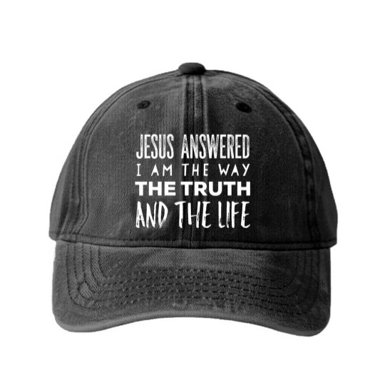 Discover I Am The Way The Truth And The Life Christian Washed Denim Baseball Caps