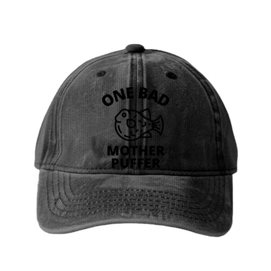 Discover One bad mother puffer Washed Denim Baseball Caps