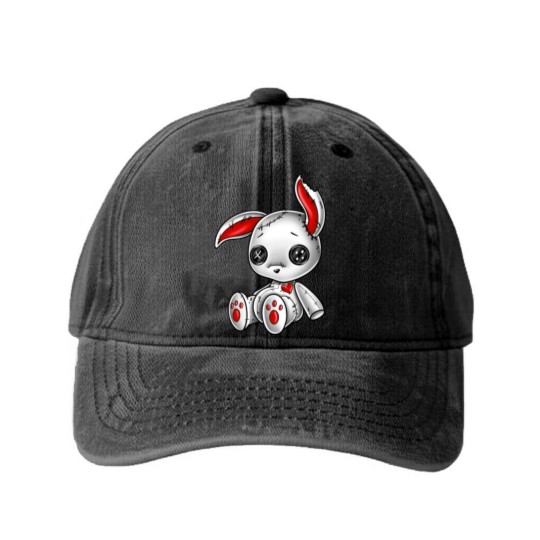Discover Goth Bunny Cute Gothic White Bunny Washed Denim Baseball Caps