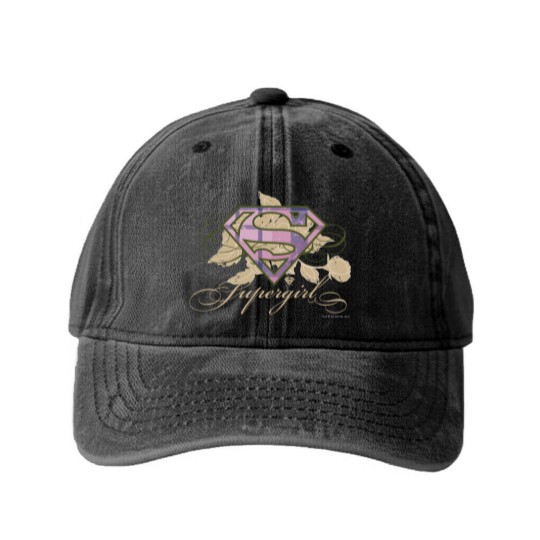 Discover Supergirl Flowers Washed Denim Baseball Caps