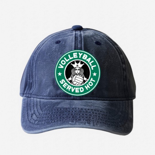 Discover Funny Volleyball Logo Design Washed Denim Baseball Caps