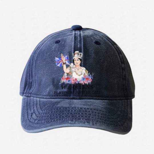 Discover Queen Elizabeth II Platinum Jubilee 1952-2022 CELIBRATION Washed Denim Baseball Caps  Union Jack Washed Denim Baseball Caps The Queen's Crown Royal Washed Denim Baseball Caps