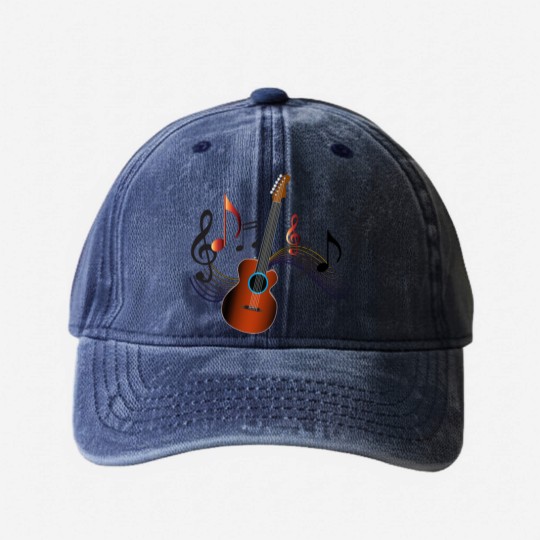 Discover Acoustic Guitar Washed Denim Baseball Caps