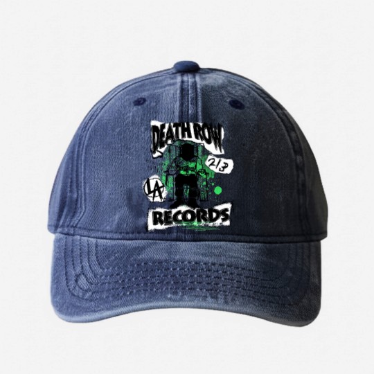 Discover Death Row Records Green Decoupage Washed Denim Baseball Caps