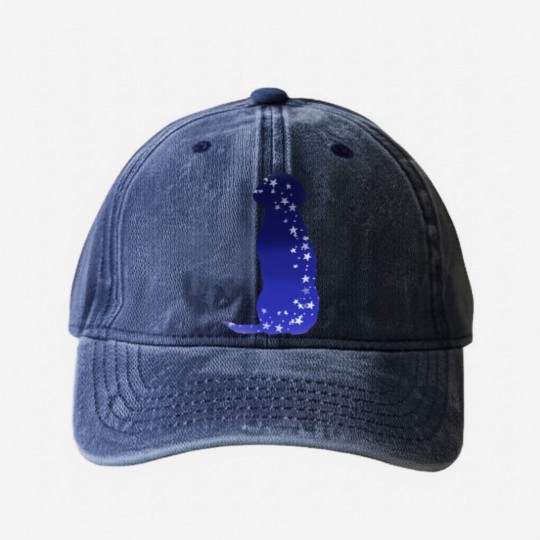 Discover Cosmic dog silhouette in blue with stars Washed Denim Baseball Caps