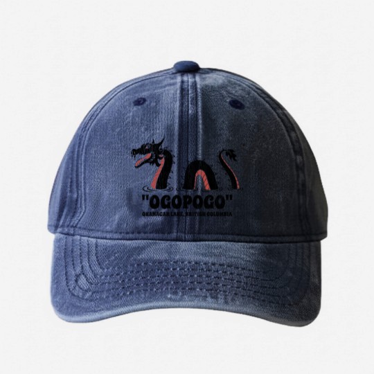 Discover "Ogopogo" - Okanagan Lake, British Columbia - Okanagan Lake British Columbia - Washed Denim Baseball Caps