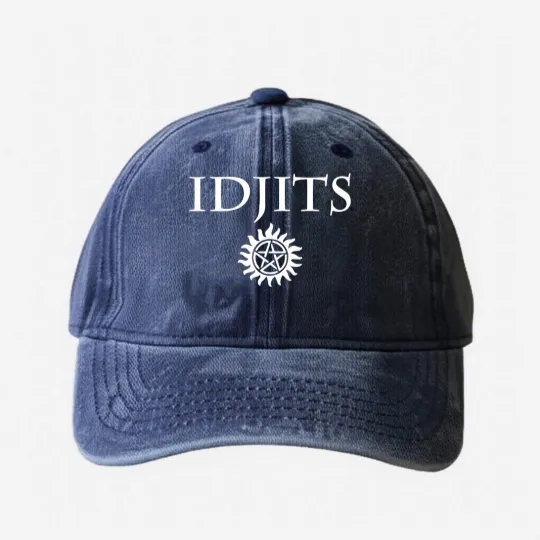 Discover Idjits Bobby Singer Supernatural Washed Denim Baseball Caps Washed Denim Baseball Caps
