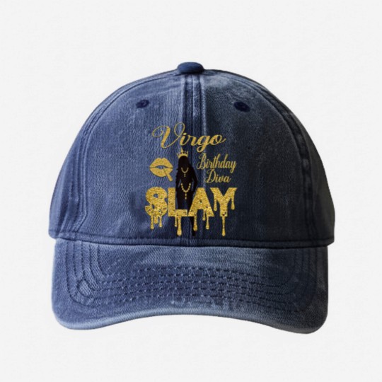 Discover Virgo Girl Birthday Diva Slay Zodiac Virgo Queen Lip Washed Denim Baseball Caps