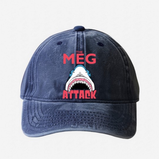 Discover the meg attack shark Washed Denim Baseball Caps Washed Denim Baseball Caps