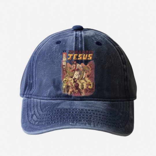 Discover JURASSIC JESUS Washed Denim Baseball Caps
