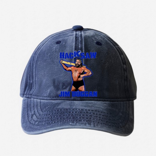 Discover hacksaw jim duggan Washed Denim Baseball Caps  wrestling 80s Washed Denim Baseball Caps