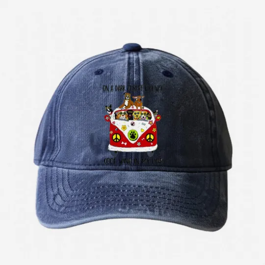 Discover On A Dark Desert Highway Dog Feel Cool Wind Washed Denim Baseball Caps