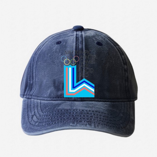 Discover Lake Placid 1980 Winter Olympics Washed Denim Baseball Caps