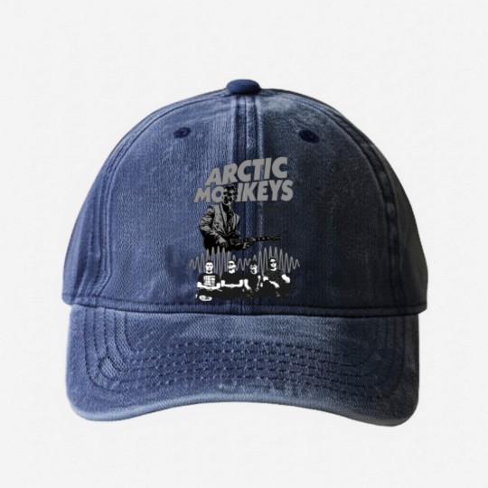 Discover Arctic Monkeys Am album Washed Denim Baseball Caps, Arctic Monkeys Tour 2023 Washed Denim Baseball Caps