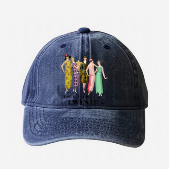 Discover The Roaring 20S Art Deco Fashion Washed Denim Baseball Caps
