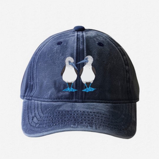 Discover Blue Footed Booby Birds Washed Denim Baseball Caps