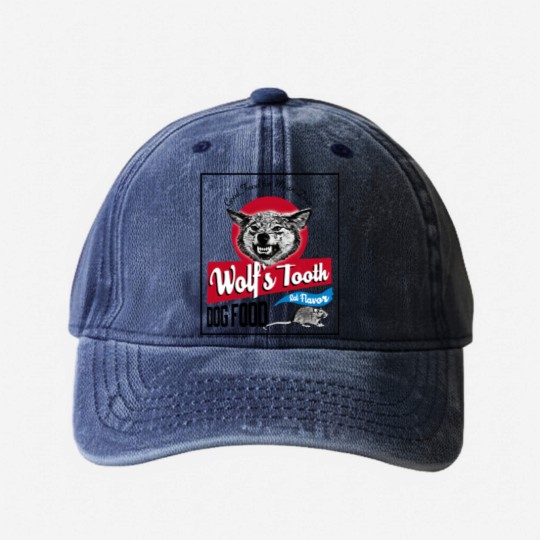 Discover Wolfs Tooth Mean Dog Food Once Upon A Time In Hollywood Men's Washed Denim Baseball Caps