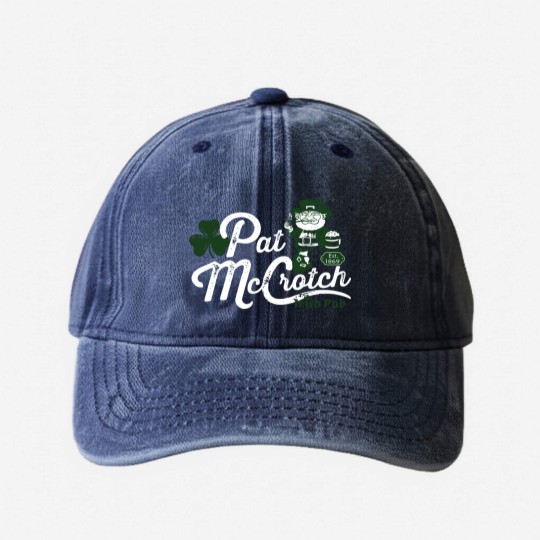 Discover Pats Mccrotch Irish Pub Leprechaun Funny St Patricks Day Washed Denim Baseball Caps