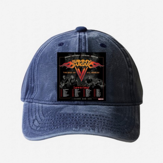 Discover Sammy Hagar Tour 2024 With Loverboy Washed Denim Baseball Caps S