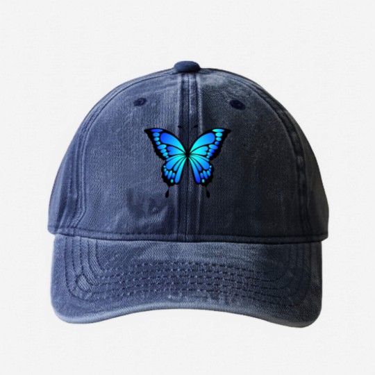 Discover blue butterfly Washed Denim Baseball Caps
