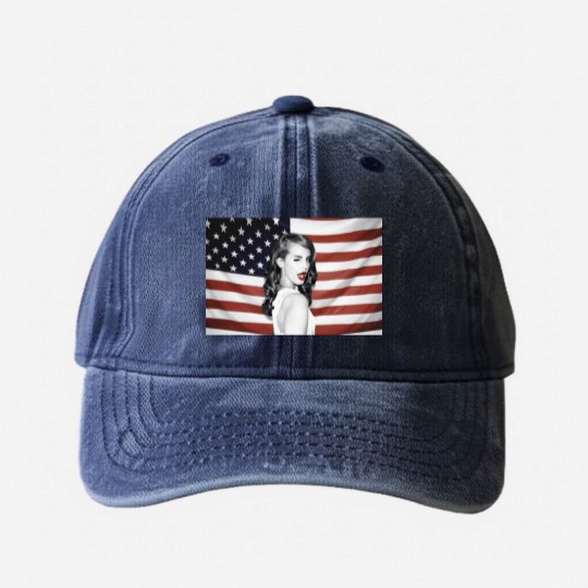 Discover Lana Del Rey American Flag Hipster Dope Mens Washed Denim Baseball Caps