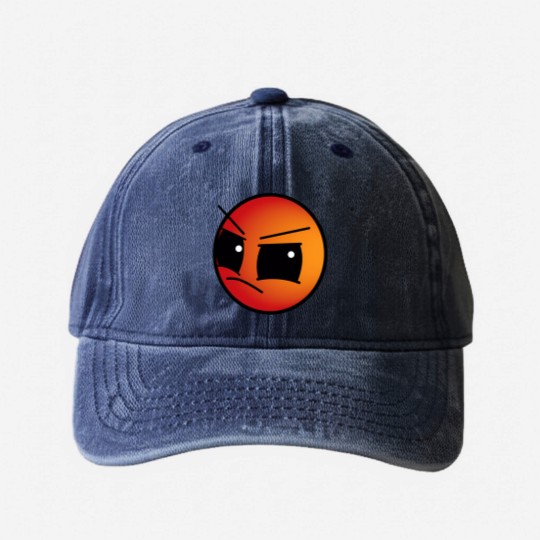 Discover geometry dash Difficulty Harder face Level Washed Denim Baseball Caps