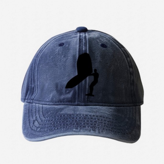 Discover Wing surfer wing surfing with foil wing Washed Denim Baseball Caps