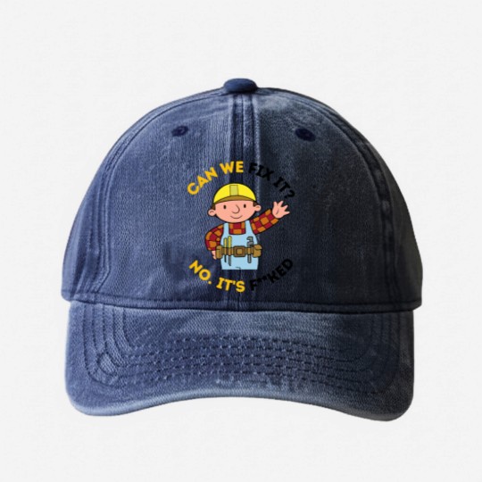 Discover Can We Fix It Funny Repair Man Bob The Builder Washed Denim Baseball Caps