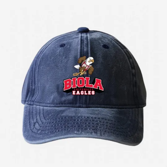 Discover Biola Univ Eagle College in American Washed Denim Baseball Caps