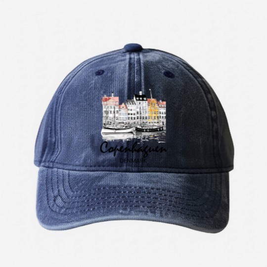 Discover Copenhagen Denmark Washed Denim Baseball Caps