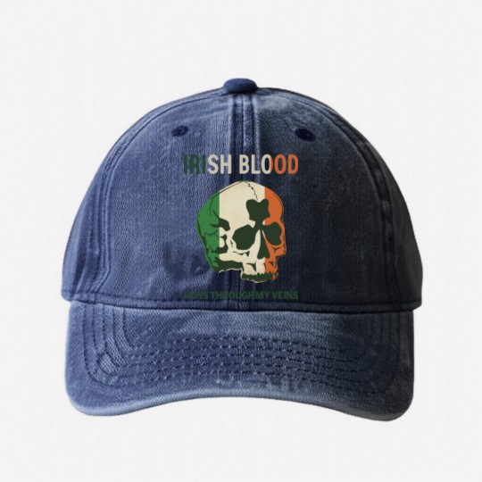 Discover Irish Blood run through my Veins Washed Denim Baseball Caps