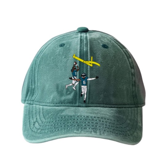 Discover AJ Brown and DeVonta Smith Dunk Celebration Active(1) Washed Denim Baseball Caps