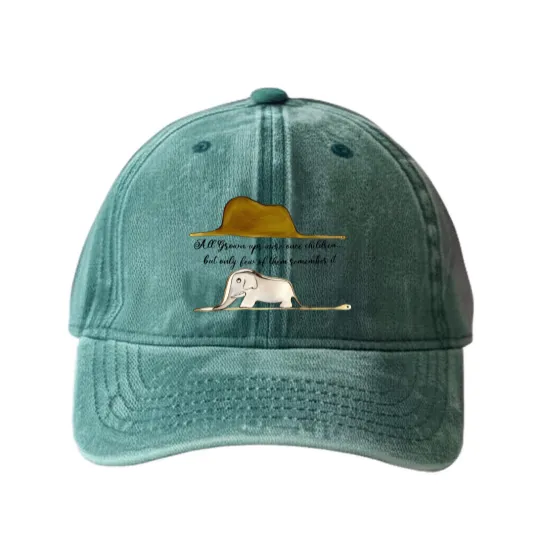 Discover Le Petit Prince Washed Denim Baseball Caps, Little Prince Washed Denim Baseball Caps, Boa Elephant or Hat Washed Denim Baseball Caps, Prince and Fox Washed Denim Baseball Caps
