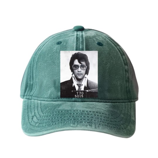 Discover Elvis Presley mugshot - Elvis Presley - Washed Denim Baseball Caps