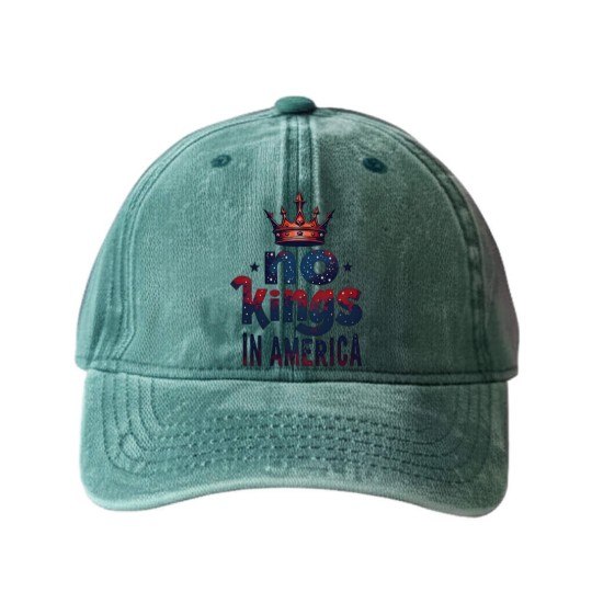 Discover No Kings in America Washed Denim Baseball Caps, No Kings Washed Denim Baseball Caps, Protest Washed Denim Baseball Caps, Patriotic Washed Denim Baseball Caps
