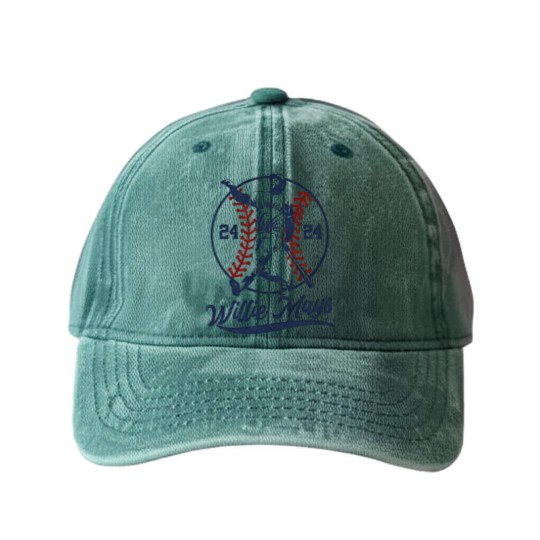 Discover Willie Mays Washed Denim Baseball Caps, Vintage Aesthetic Art Willie Mays Washed Denim Baseball Caps