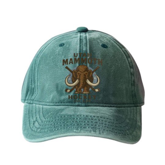 Discover Utah Mammoth Hockey Washed Denim Baseball Caps, Utah Mammoth Washed Denim Baseball Caps, Unisex Sports Washed Denim Baseball Caps