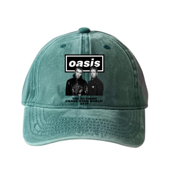 Discover Oasis Croke Park Dublin 2025 The Reunion graphic Washed Denim Baseball Caps