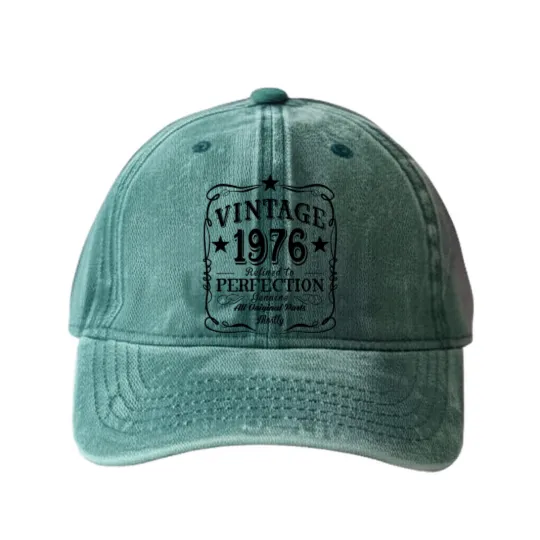 Discover Vintage 1976 Washed Denim Baseball Caps, 47th Birthday Gift, 47th Birthday Washed Denim Baseball Caps