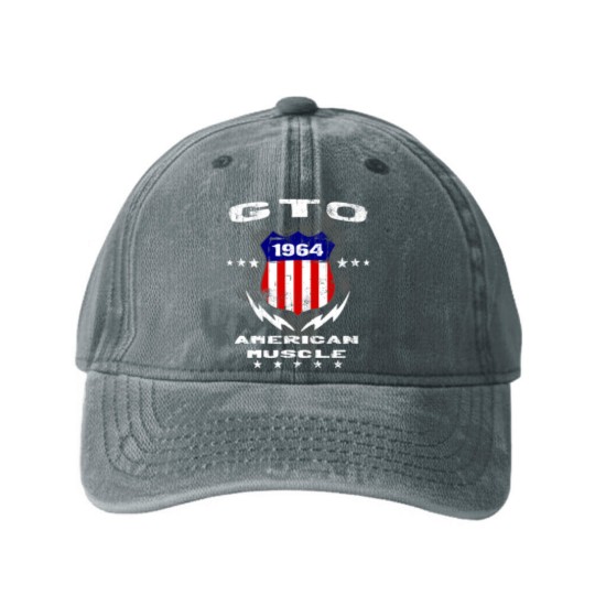 Discover 1964 GTO American Muscle v3 Washed Denim Baseball Caps