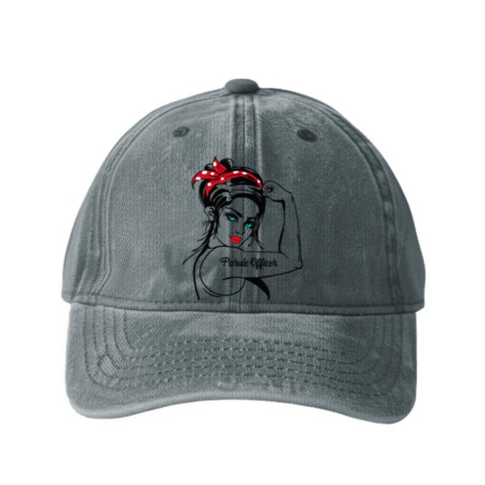Discover 51.Parole Officer Parole Officer Rosie The Riveter Washed Denim Baseball Caps