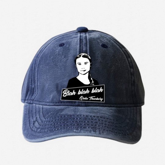 Discover Blah, blah, blah Greta Thunberg Washed Denim Baseball Caps