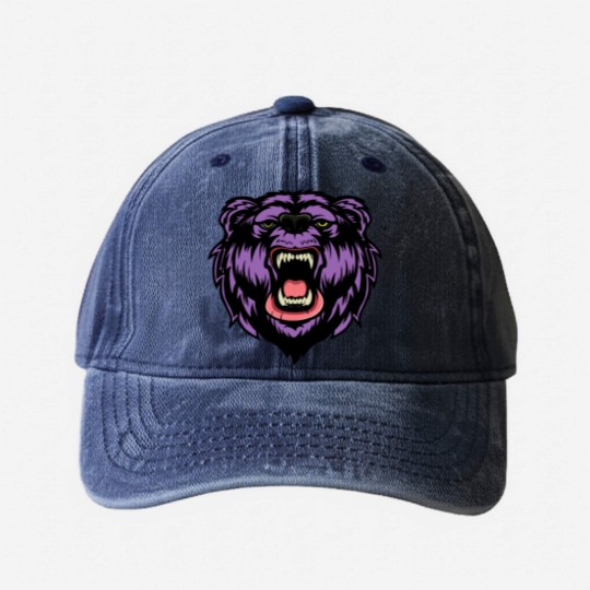 Discover Angry Bear Aggressive Washed Denim Baseball Caps