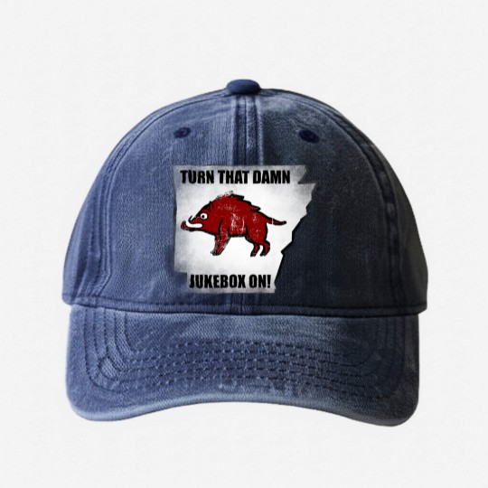 Discover Distressed Turn that Damn Jukebox On Washed Denim Baseball Caps