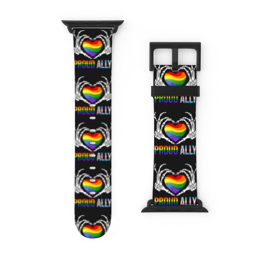 Discover proud ally lgbt transgender flag skeleton heart gay lesbian Watch Bands For Apple Watch