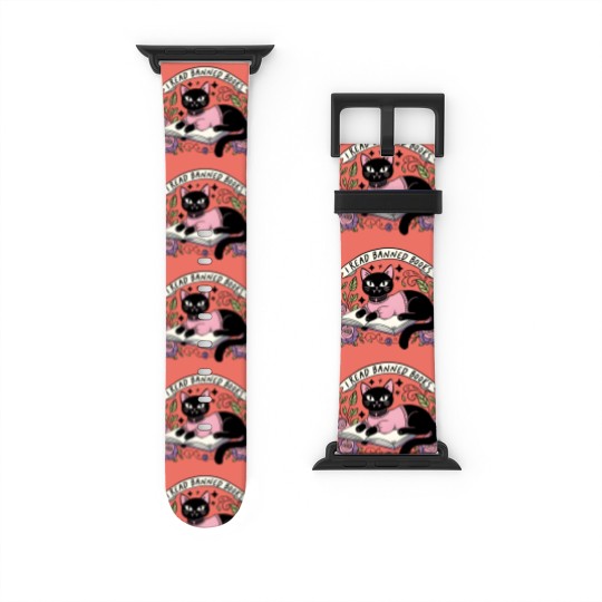 Discover I Read Banned Books Watch Bands For Apple Watch, Bookish Cat Watch Bands For Apple Watch