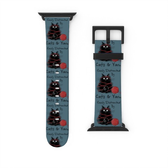 Discover Easily Distracted By Cats And Yarn Knitting Lovers Watch Bands For Apple Watch