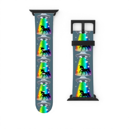 Discover Unicorn Rainbow UFO Alien Pony Space Travel Fable Watch Bands For Apple Watch