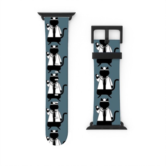 Discover Funny Doctor Cat Vet Physician Trainee Animal Watch Bands For Apple Watch